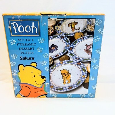 (4) Winnie The Pooh Ceramic Dessert Plates 8 in Retired