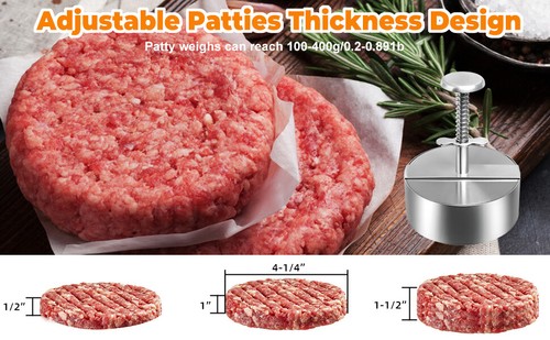 Edelstahl verstellbare Hamburger Presse & Patty Maker Antihaft Profi - Bild 4 von 10