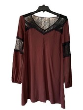 Express Dress/Top Sz Small Burgandy With Lace Fall Winter Casual