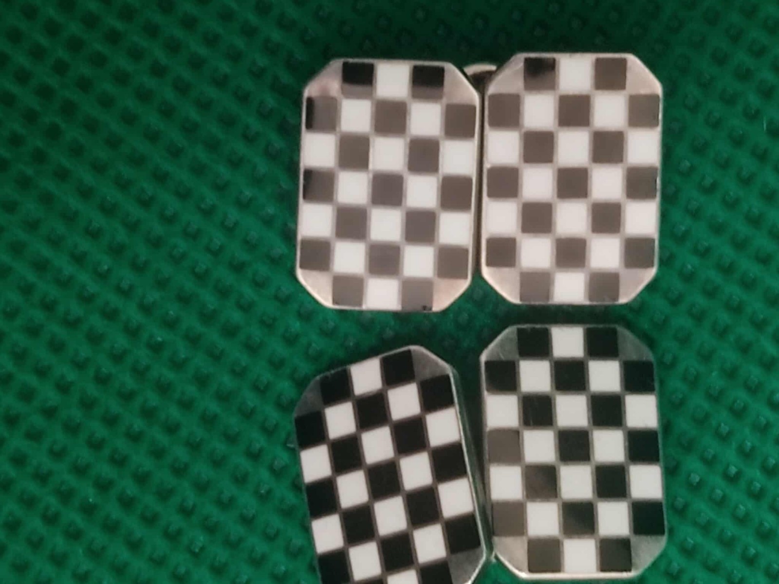 Sterling Silver White/Black Rectangular Check T-B… - image 4