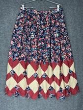 Vintage Handmade Midi Skirt 32" Waist Size L Floral Quilted Prairie Boho Western