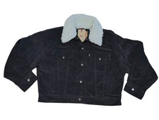 Levi Strauss Women Corduroy Crop Trucker Jacket With Sherpa Collar Size L NWT