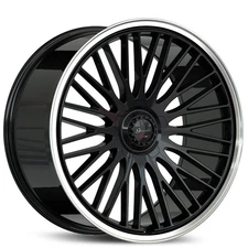 F21x9/R21x10.5"Staggered Gianelle Wheels Aria Black/Polished Spindle Cap (S04)
