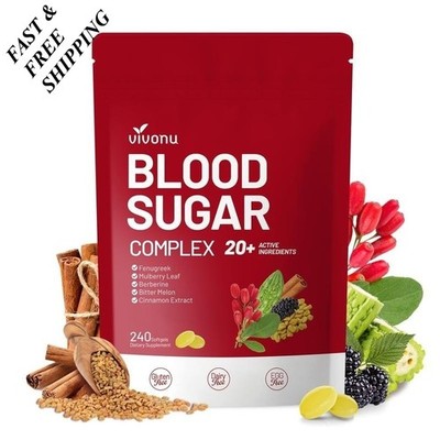 NEW LUXRY Vivonu Blood Sugar Complex with 20+ Active Ingredients   240 Softgels