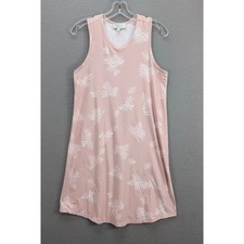 Olive + Oak Sleepwear Tropical Palm Leaf Print Tank Dress Size M Pink Scoop Neck