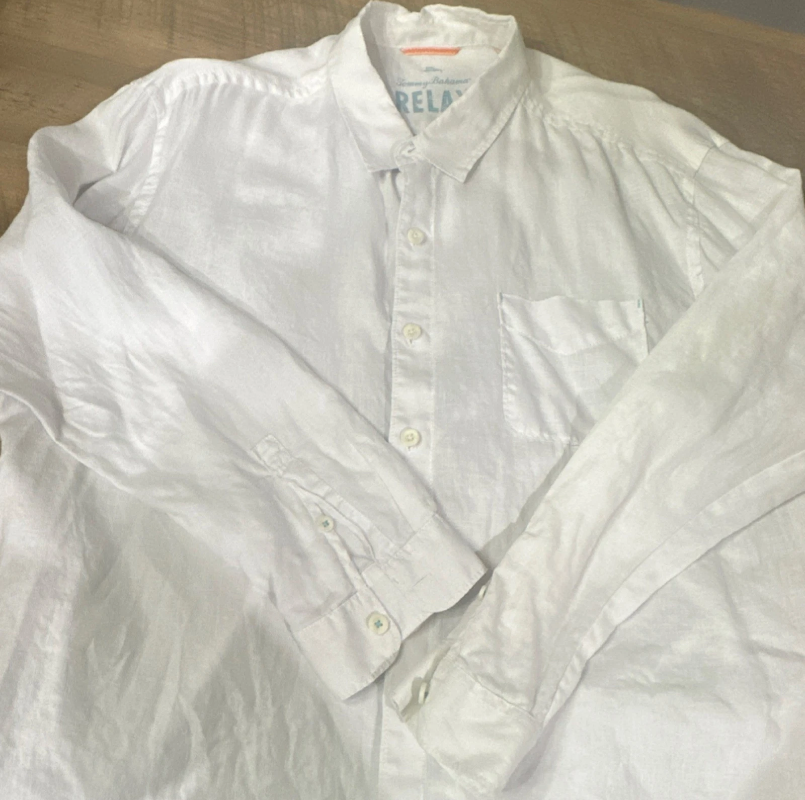 Tommy Bahama Relax Linen White Long Sleeve Button-Up Shirt Men’s 2XB