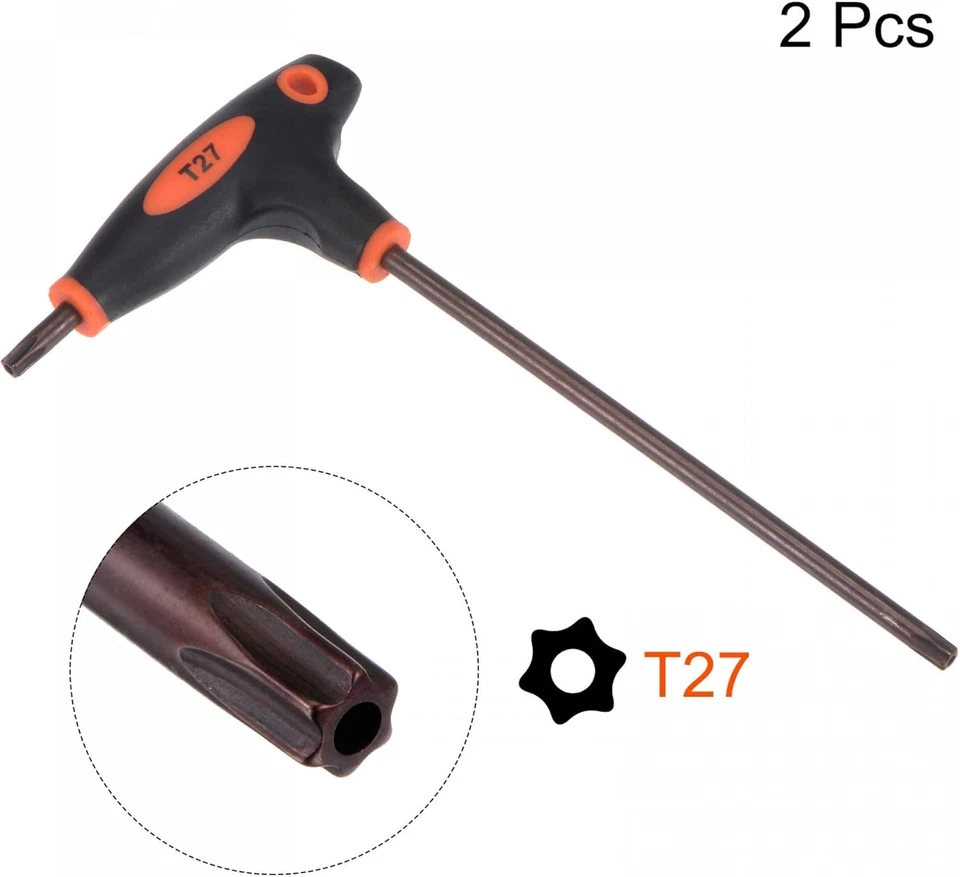 T27 anti Tamper Proof Torx Key T-Handle Dual End Wrench, S2 Steel, 2 Pcs - Image 3 of 4