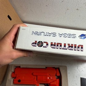 Virtua Cop 1 Or 2 Sega Saturn, 1995 Complete Big Box With Stun Gun Controller