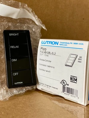 NIB Lutron Pico 4-Button Wireless Remote, Scene Control, Black (PJ2-4B-GBL-EL2)