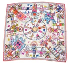 Hermes Carre Wash Scarf Kachina by Kermit Oliver 90 cm silk native white pink