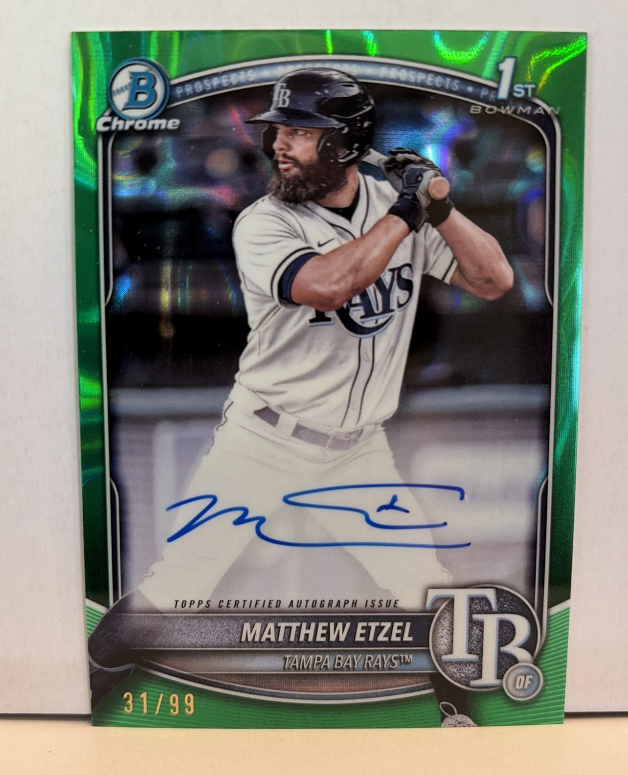 MATTHEW ETZEL 2025 BOWMAN CHROME 1ST GREEN LAVA REFRACTOR A AUTO /99