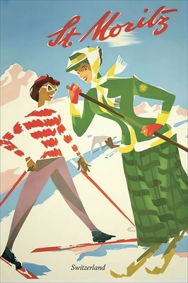 365580 St.Moritz Switzerland Paul Gusset 1948 Ski Art Decor Print Poster