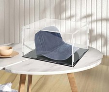 Baseball Football Cap Display Case Stand Holder Clear Acrylic Box Square