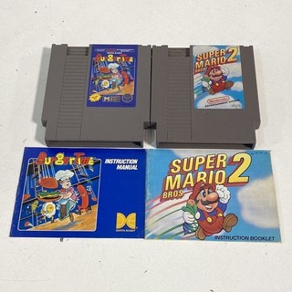 Lotto giochi Super Mario Bros 2 BurgerTime 2 NES Nintendo anni 80 con manuali