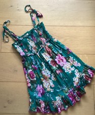 Zimmermann Kids Green Multicoloured Floral Cotton Dress Tie Details Size 8