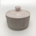 Vtg Jeannette Shell Pink Milk Glass Lidded Powder Jar Vanity Trinket Box
