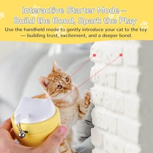 Cat Laser Toy Automatic with Dual Beams, Quiet 35–38dB Rotation, Wobble Base & 