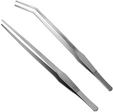 Aquarium Tweezers Extra Long 15 Inches, Stainless Steel Straight and Curved Twe