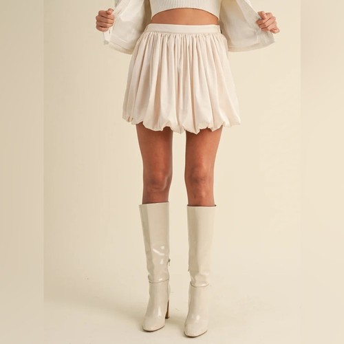MABLE Ulysses Satin Bubble Hem Mini Skirt