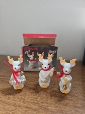 Artmark Vintage A Band of Reindeer Set of 3 Christmas Figurines Seasons Greeting