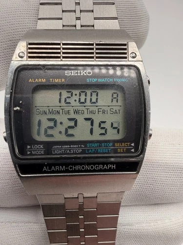 RARE Vintage Seiko A259-5070 Alarm Chronograph Digital Watch Japan Stainless