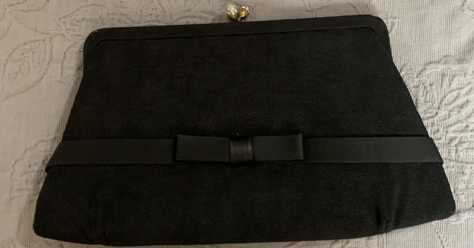 👜 Black Clutch With Bow Studded Closure Evening Handbag Small Clutch 🎁 image 6