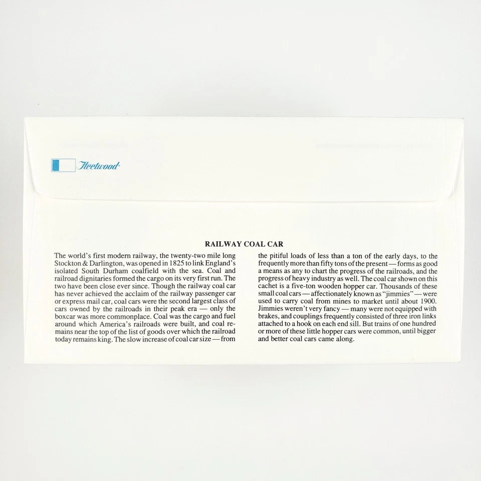 Railway Coal Car 1870s Railroad Stamp 1988 First Day Issue Stamped Envelope B571 - Image 2 of 2