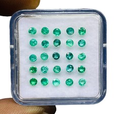 25 Stück Natürlich Kolumbianisch Smaragd 2.4mm Rund Schliff Lose Edelsteine