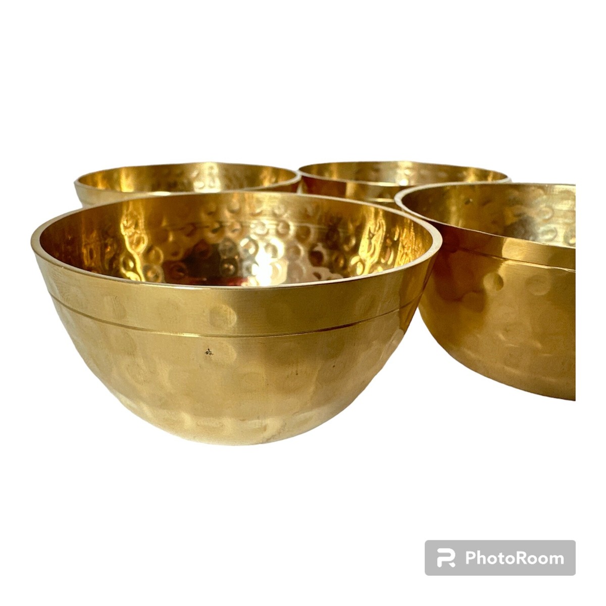 Indian Brass Gold Round Serving Tray/Plate, Snacks Katori Bowls