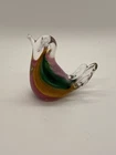 Small Multi-Color Murano Style Art Glass Bird Figurine