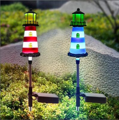 BEIDOUL Solar Outdoor Lights2 Pack Lighthouse Solar Lights Outdoor Waterproof...