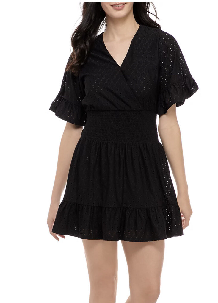 NWT Michael Kors Women's True Navy Smocked Waist Short Dress Small $135 thumbnail 6