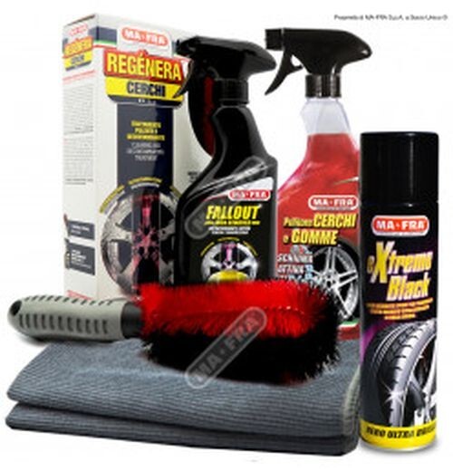 MA-FRA Kit Pulizia Cerchi e Gomme 4 Pezzi | Stop Sporco Ostinato