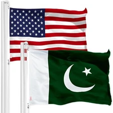 NEW G128 Pakistan Flag and American USA Flag Set 3x5 FT Printed 150D Polyester