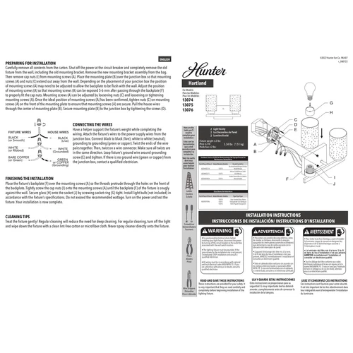 Hunter Fan Company 13075 Hartland Vanity Lighting, 2, Alturas Gold - Picture 5 of 5