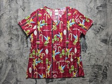 Disney Tinkerbell Scrub Top Women's Size Medium Red