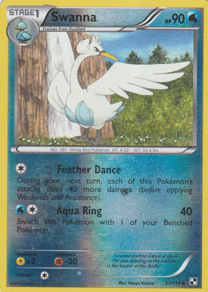 Swanna 37/114 Pokemon Black and White Base Reverse Holo