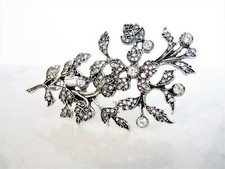 Silver flower leaf crystal hair pin clip barrette bridal hair clip