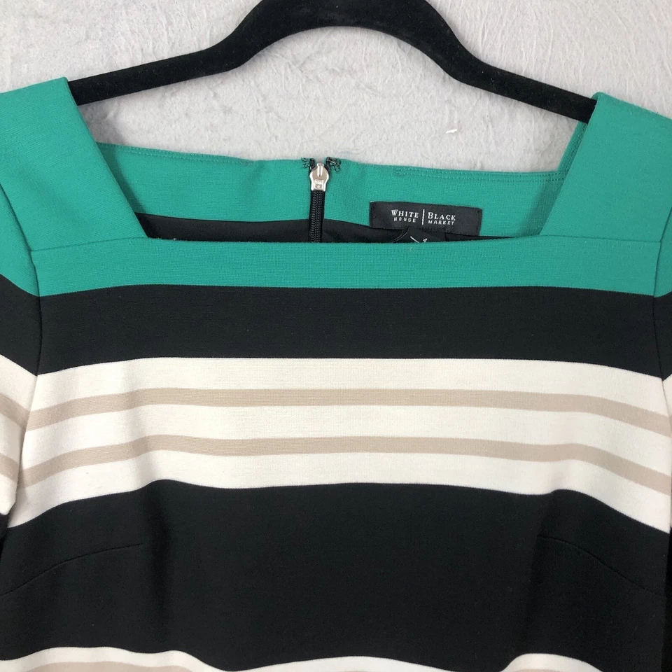 Vestido Casa Blanca Mercado Negro 4 Verde Azul Rayas Ponte Tejido Clásico Preppy Foto 3 de 4