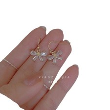 Women Gold Plated Drop Dangling Clear CZ Butterfly Hook Earrings Gift TH6