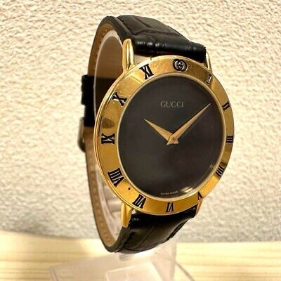 Vintage GUCCI 3000M Black Gold Plated Qz Midsize Mens Watch Vintage GUCCI 3000M Black Gold Plated Qz Midsize Mens Watch