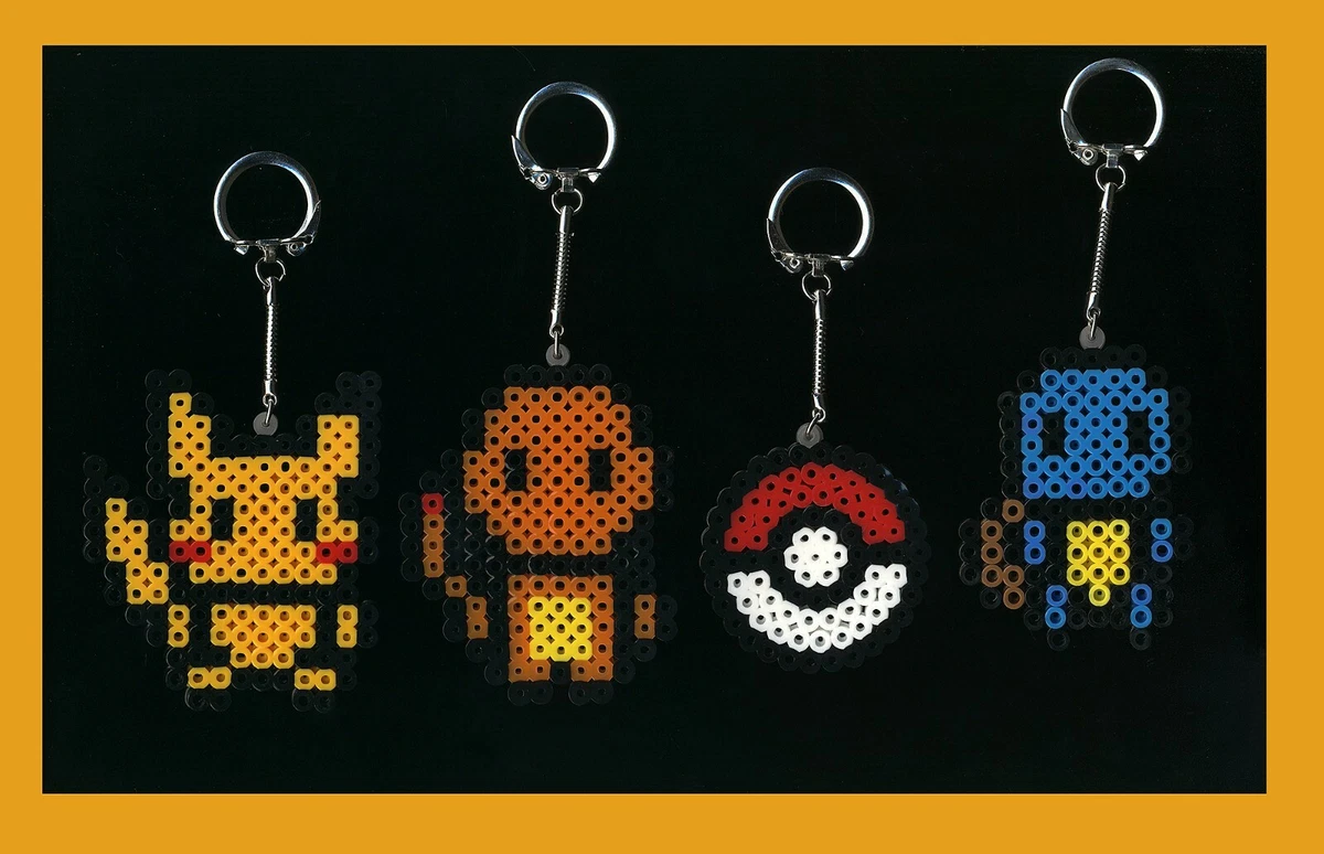 Set Of 4 Pokemon Perler Beads Key Chains - Pixel Art Pikachu *New*