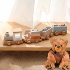 Wooden Number Train Toy Set 1-5, Geometric Shape