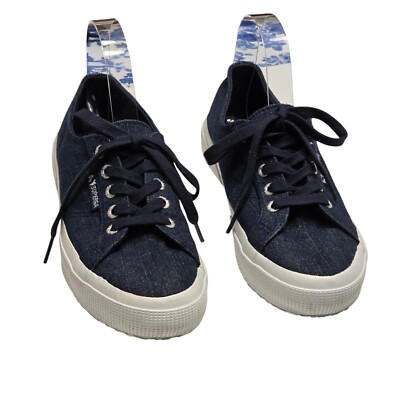 SUPERGA Unisex Denim Blue Canvas Sneakers Low top Women 7.5  Men 6
