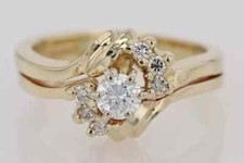 2Ct Round Cut Lab Created Diamond Bridal Set Wedding Ring 14K Yellow Gold Plated