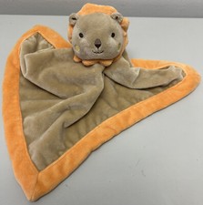 Tiddliwinks Baby Lion Dot Stuffed Plush Security Blanket Orange Trim 14" x 14".