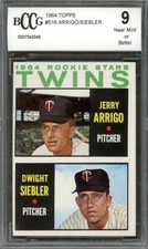 Jerry Arrigo / Dwight Siebler Rookie Card 1964 Topps #516 Twins BGS BCCG 9