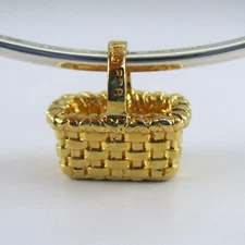 Sterling Silver GATHERING BASKET Charm MINI Vermeil FOR BRACELET Vintage NEW