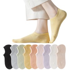 10 Pairs Women Cotton Mesh Summer Boat Socks Elastic Invisible No Show Socks