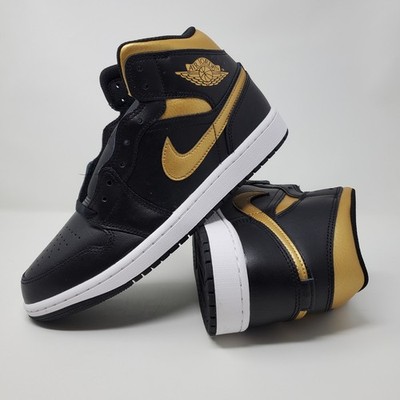 Size 9 - Air Jordan 1 Mid Black Metallic Gold for sale online | eBay